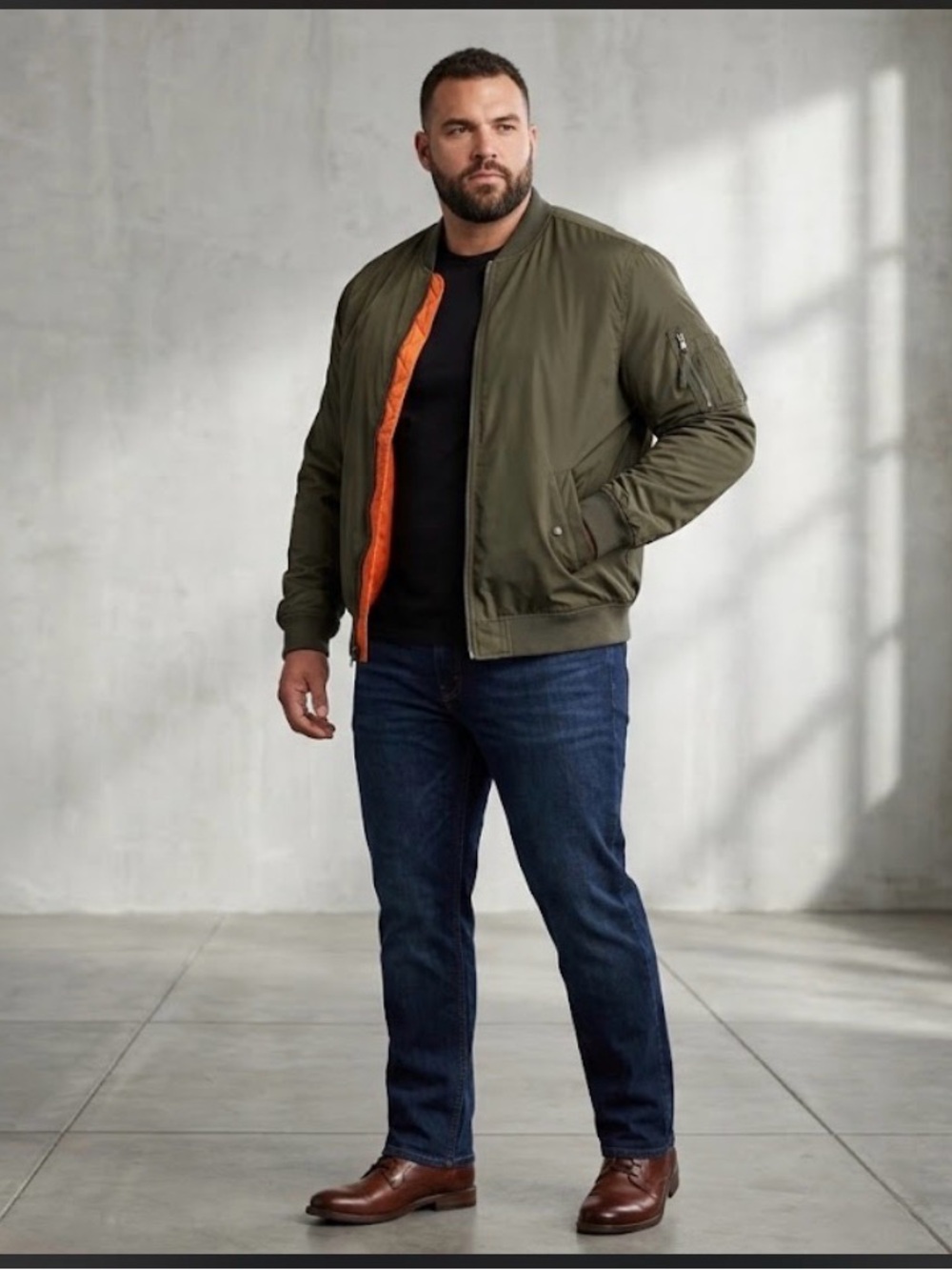 Old Navy Olive Bomber Jacket with Orange Lining